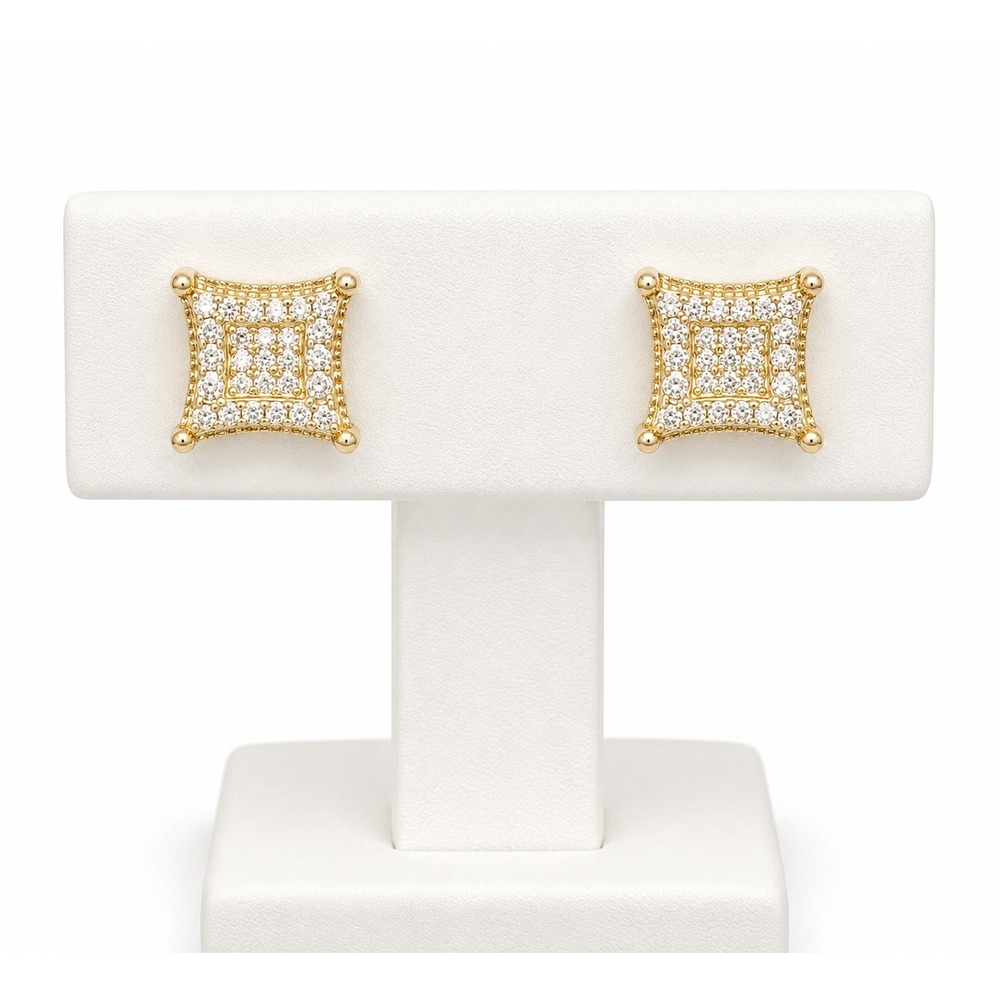 14K Gold Plated 925 Sterling Silver Moissanite Stud Earrings Square